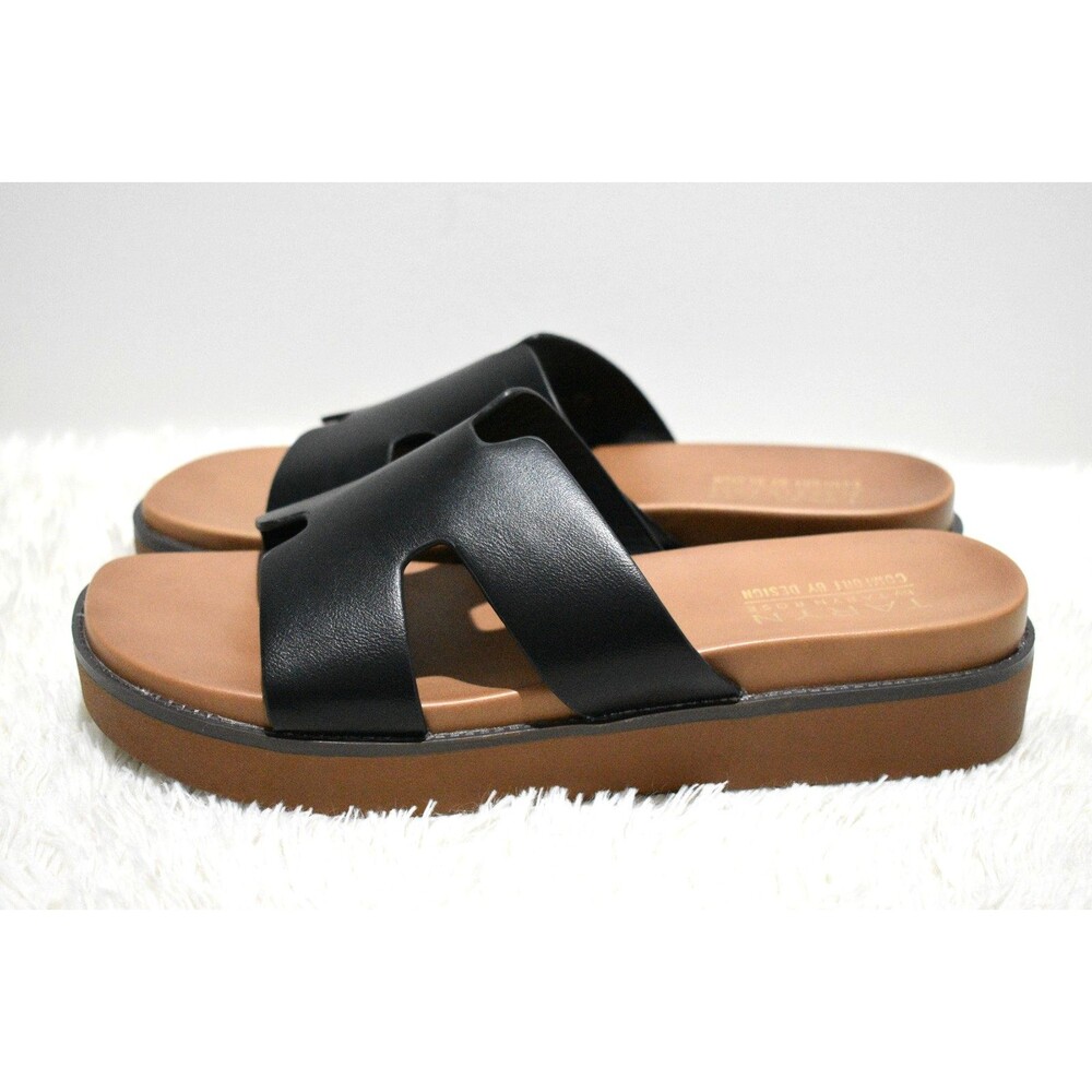 Taryn by Taryn Rose Black/Brown Comfort Slide Sandals Slip On Womens 10 US